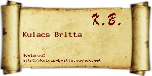 Kulacs Britta névjegykártya